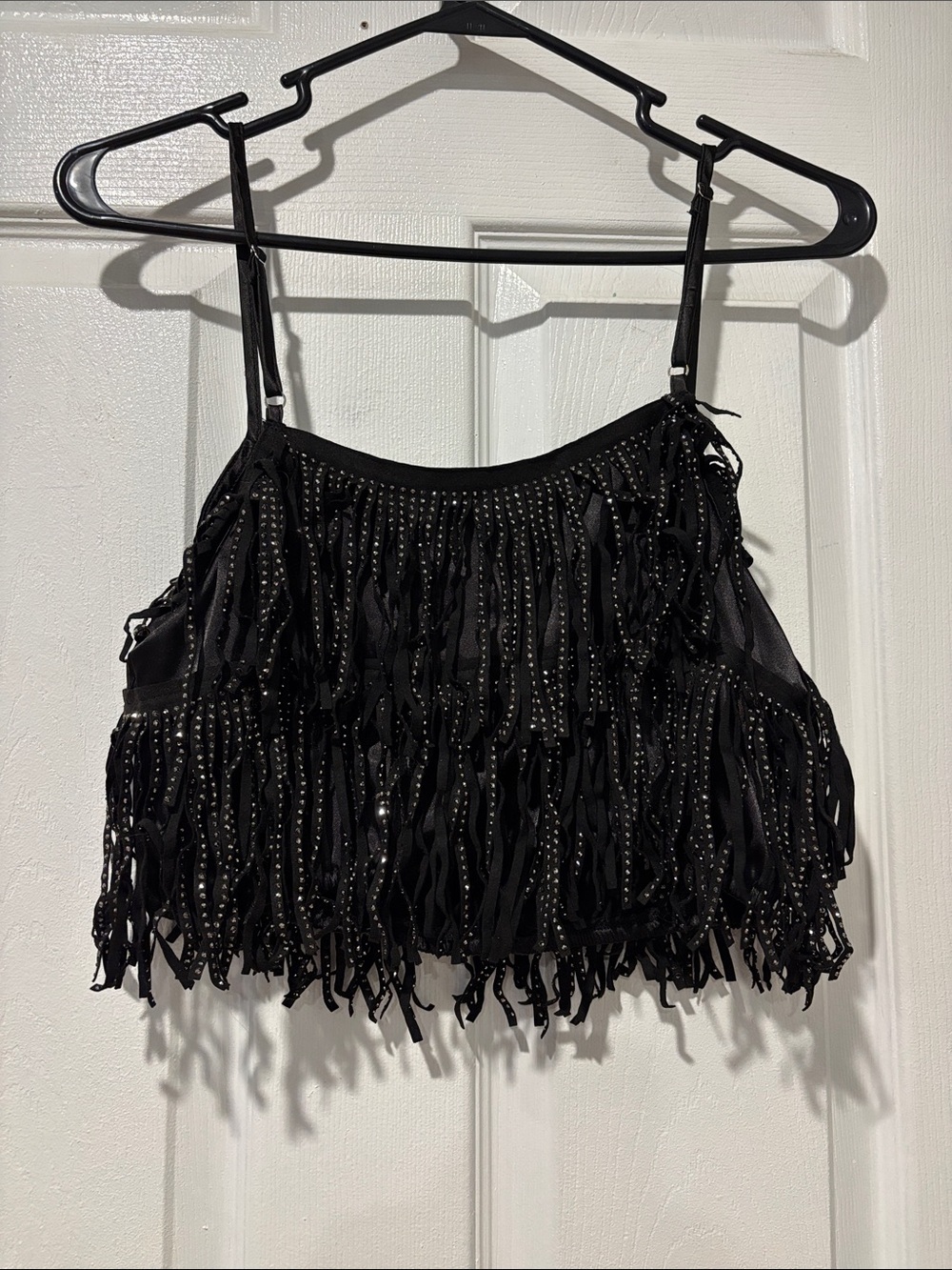 Fringed Sequin Nashville Black Crop Top - Picture 5 of 5
